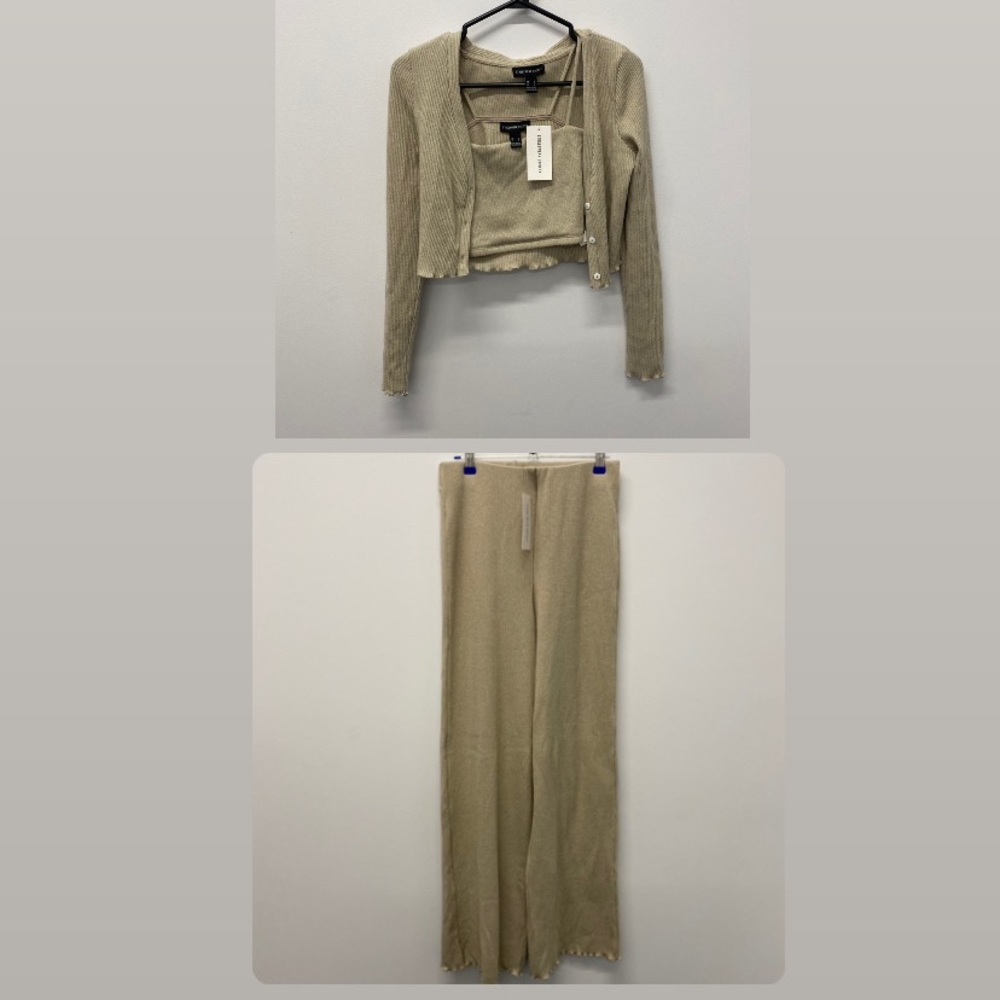 ✨NEW✨ 3-PIECE MATCHING SET, BEIGE, COZY, WIDE LEG PANT